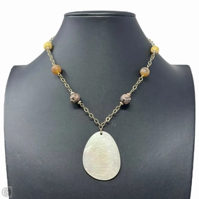 Pearl Pendant Carved Bead Statement Necklace By Liza Shtromberg