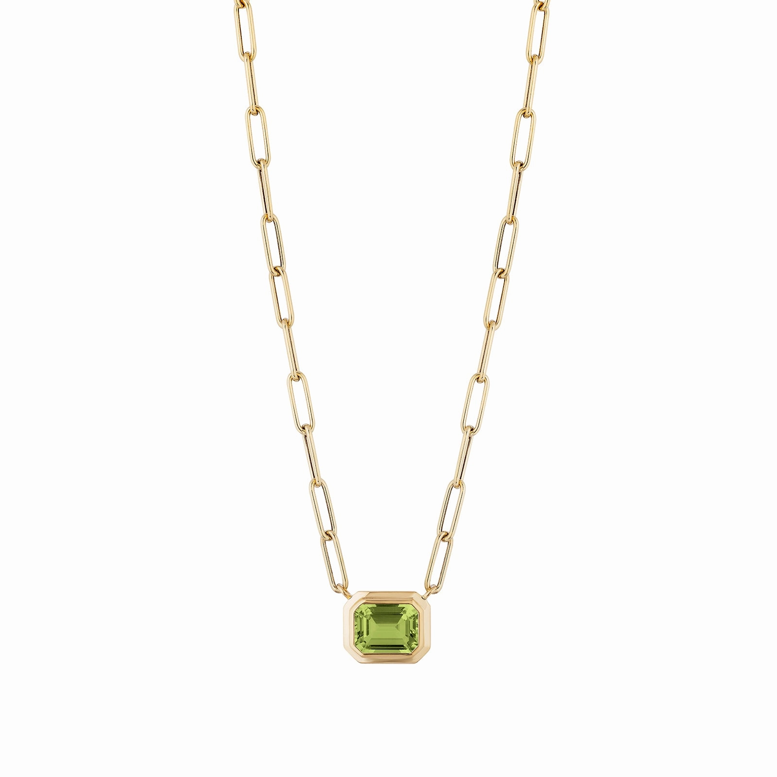 Peridot Emerald Cut East West Pendant