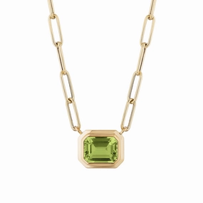 Peridot Emerald Cut East West Pendant