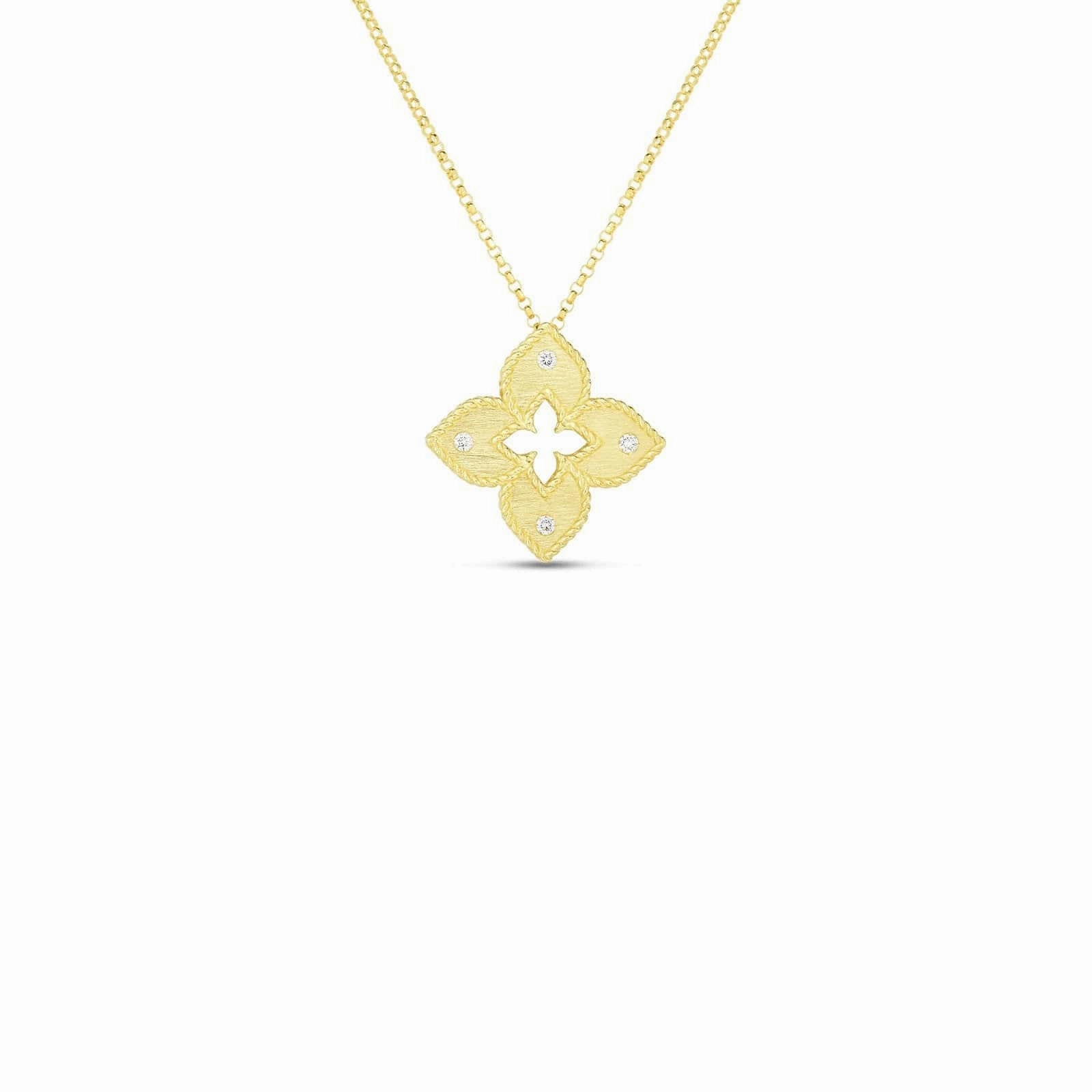 Petite Venetian Princess Satin Flower Diamond Pendant