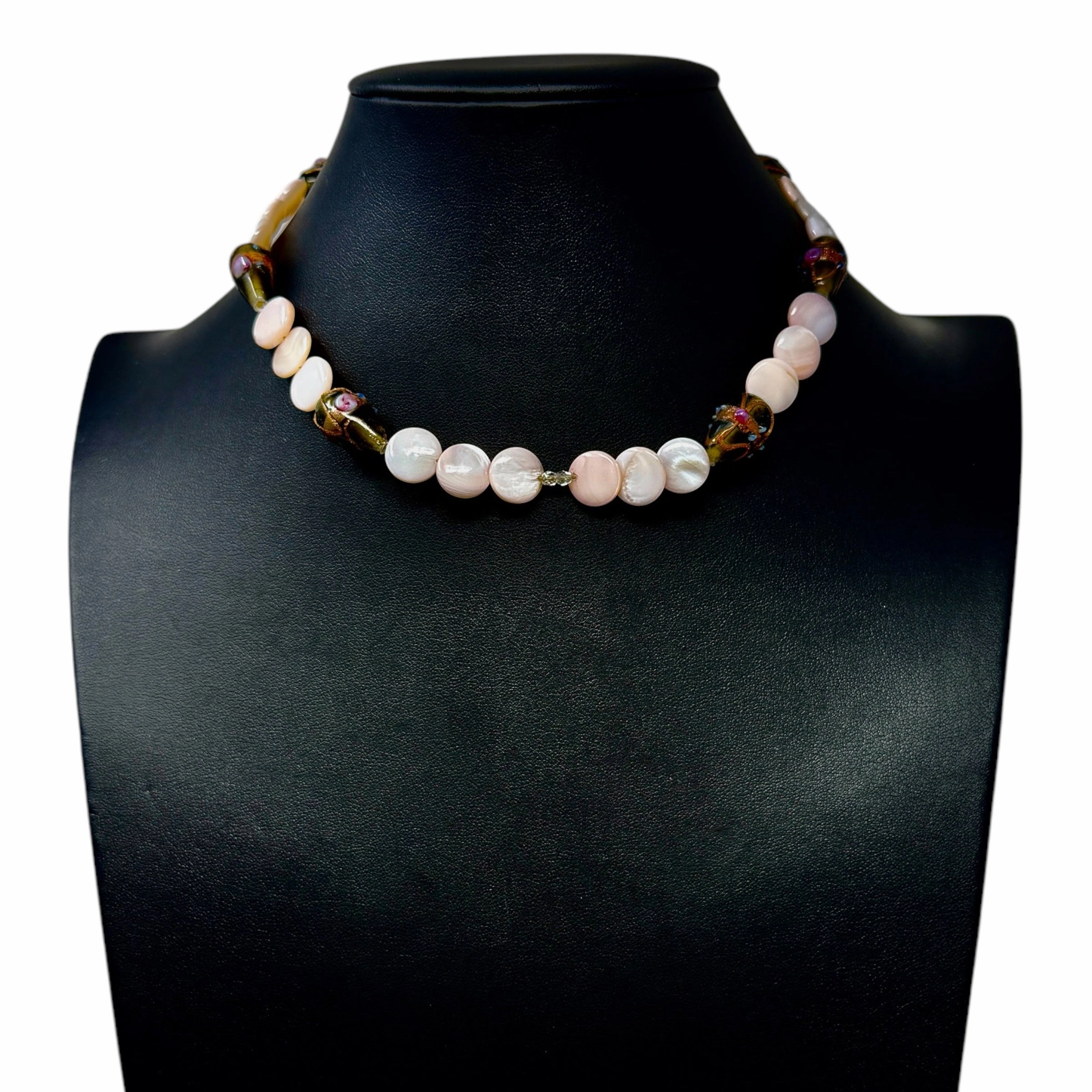Pink Stone Bead Collar Necklace By Unbranded