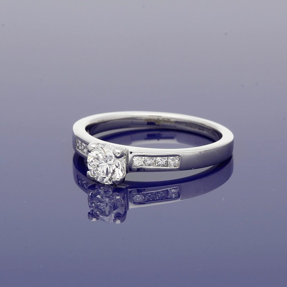 Platinum 0.50ct Diamond Solitaire Engagement Ring with Diamond Shoulders