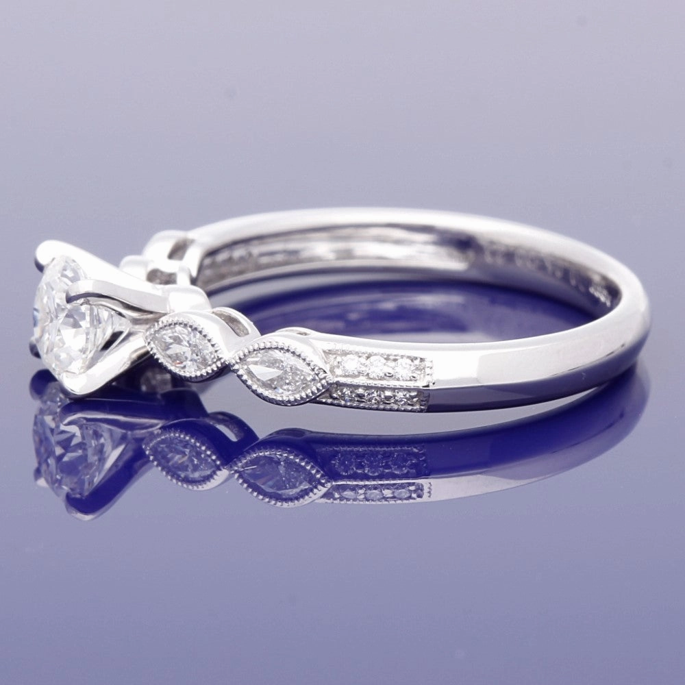 Platinum 0.56ct Solitaire with Diamond Set Shoulders Ring
