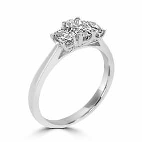 Platinum 0.59ct Oval Cut Diamond Three Stone Engagement Ring