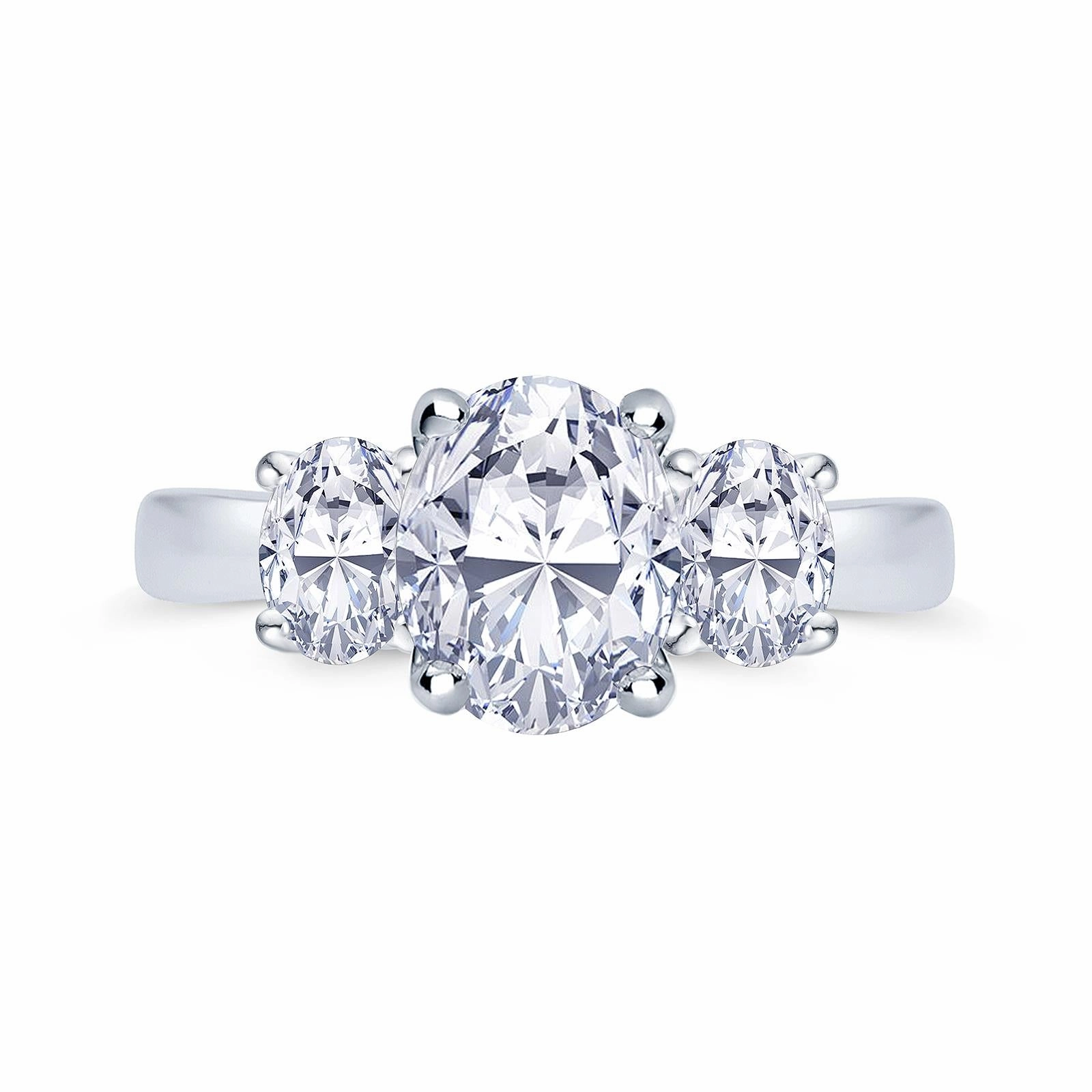 Platinum 0.80ct Oval Cut Diamond Three Stone Engagement Ring