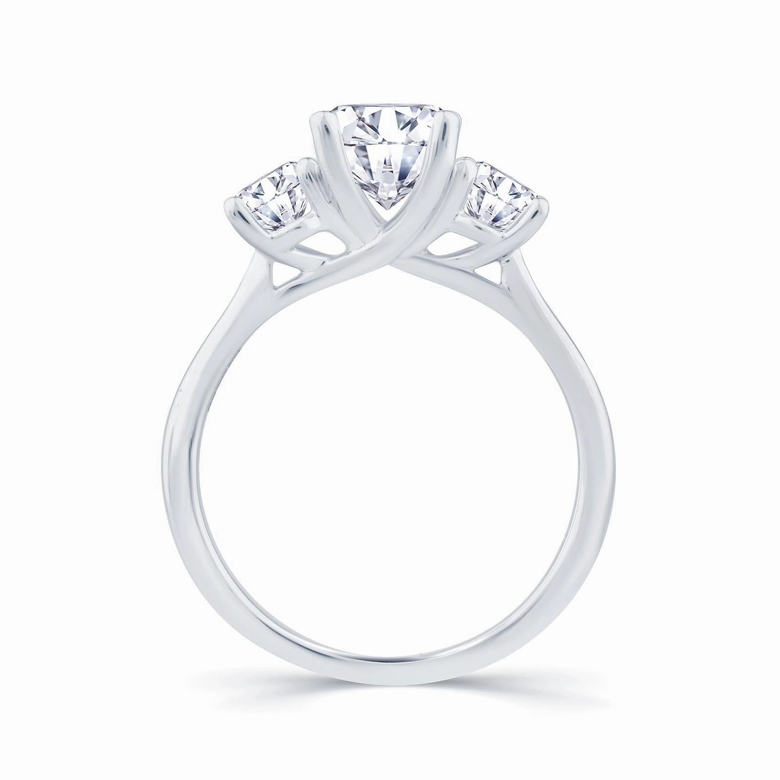 Platinum 0.80ct Oval Cut Diamond Three Stone Engagement Ring
