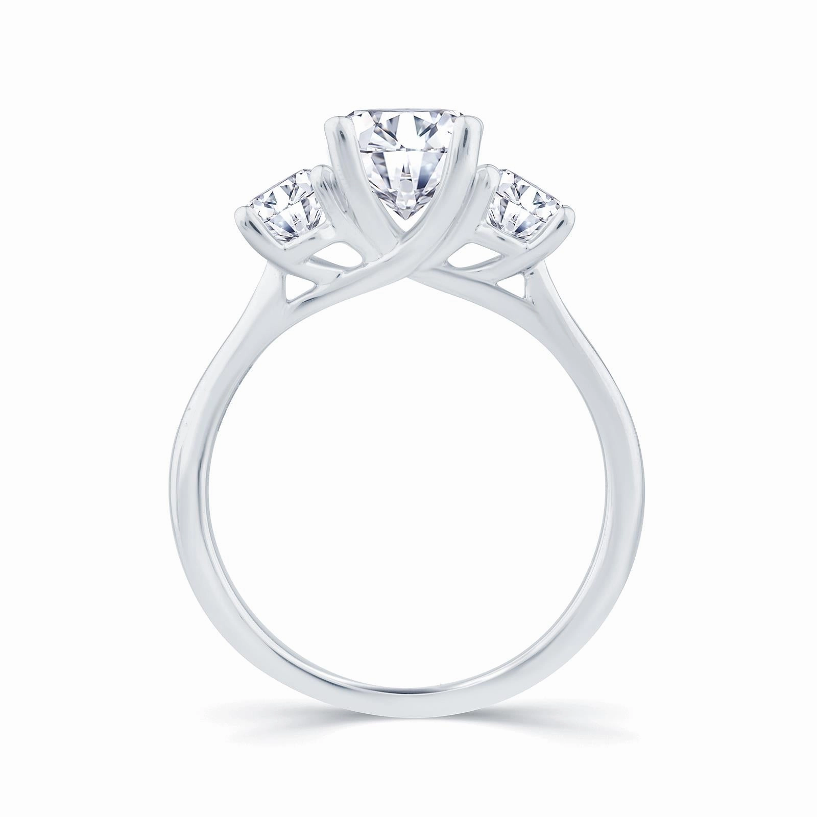 Platinum 0.80ct Oval Cut Diamond Three Stone Engagement Ring