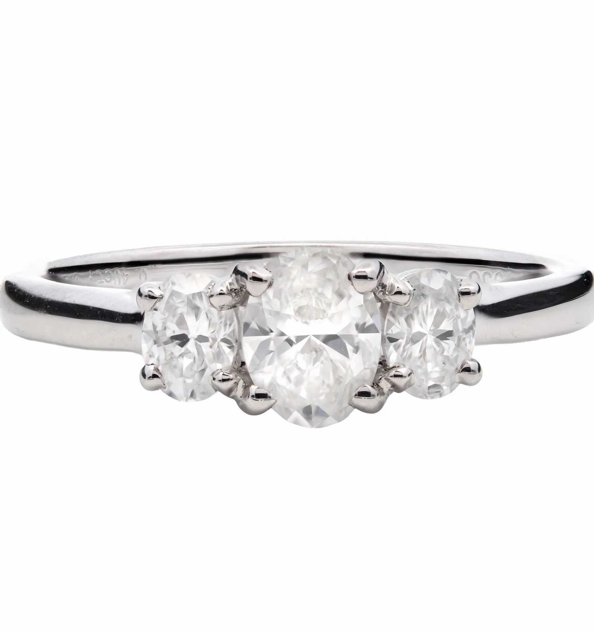 Platinum 1.06ct Oval Cut Diamond Three Stone Engagement Ring