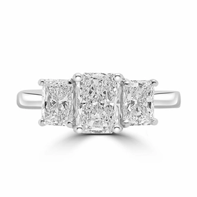 Platinum 1.12ct Radiant Cut Diamond Three Stone Engagement Ring