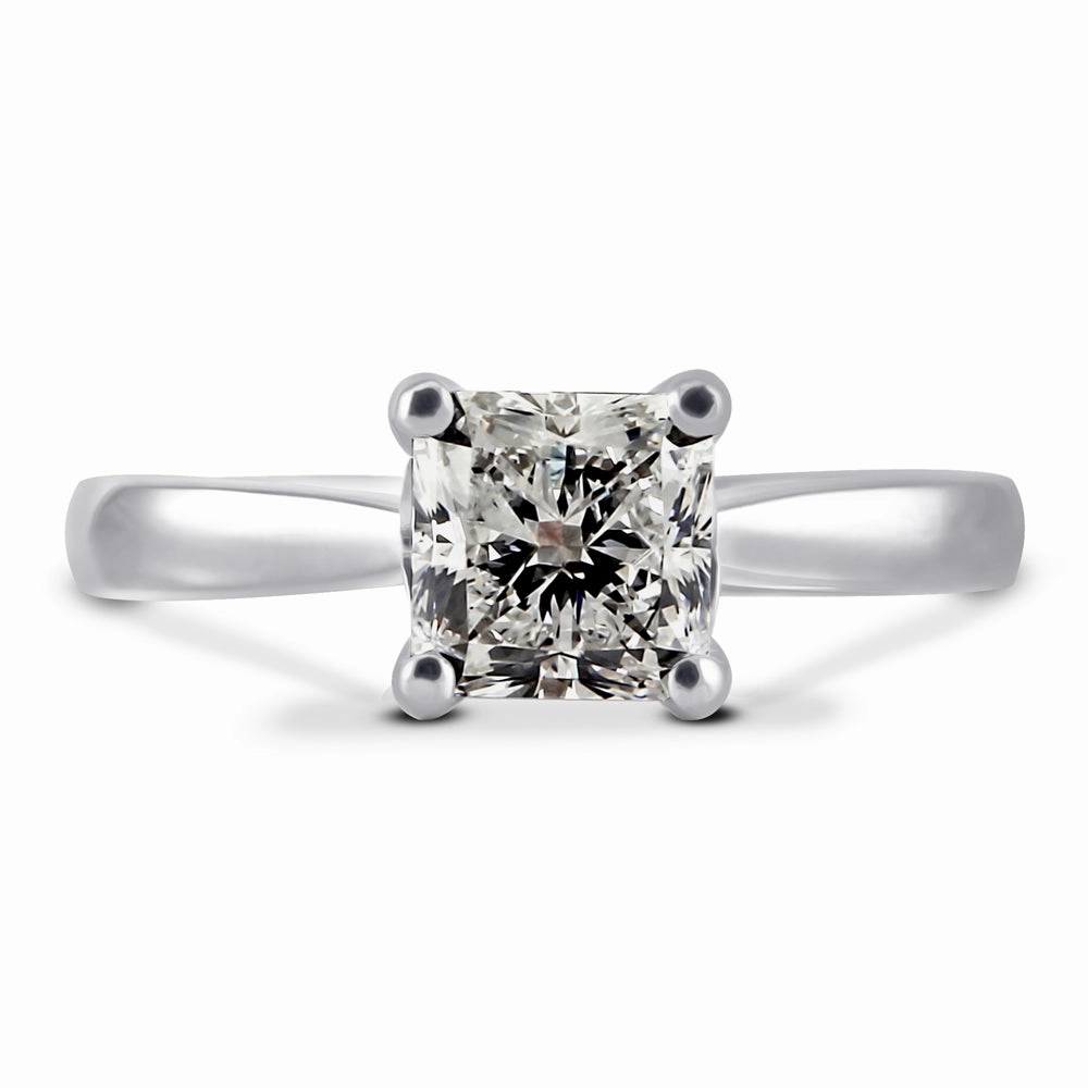 Platinum 1.50ct Radiant Cut Diamond Solitaire Engagement Ring