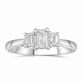 Platinum 1.80ct Emerald Cut Diamond Three Stone Engagement Ring