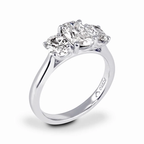 Platinum 1.81ct Three Stone Oval Cut Diamond Engagement Ring