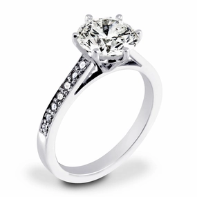 Platinum 2.22ct Round Brilliant Cut Diamond Set Shoulders Engagement Ring