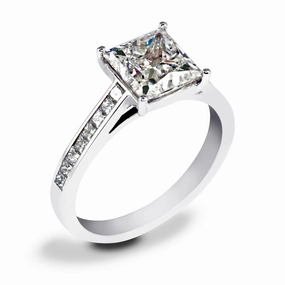 Platinum 2.26ct Princess Cut Diamond Set Shoulders Engagement Ring