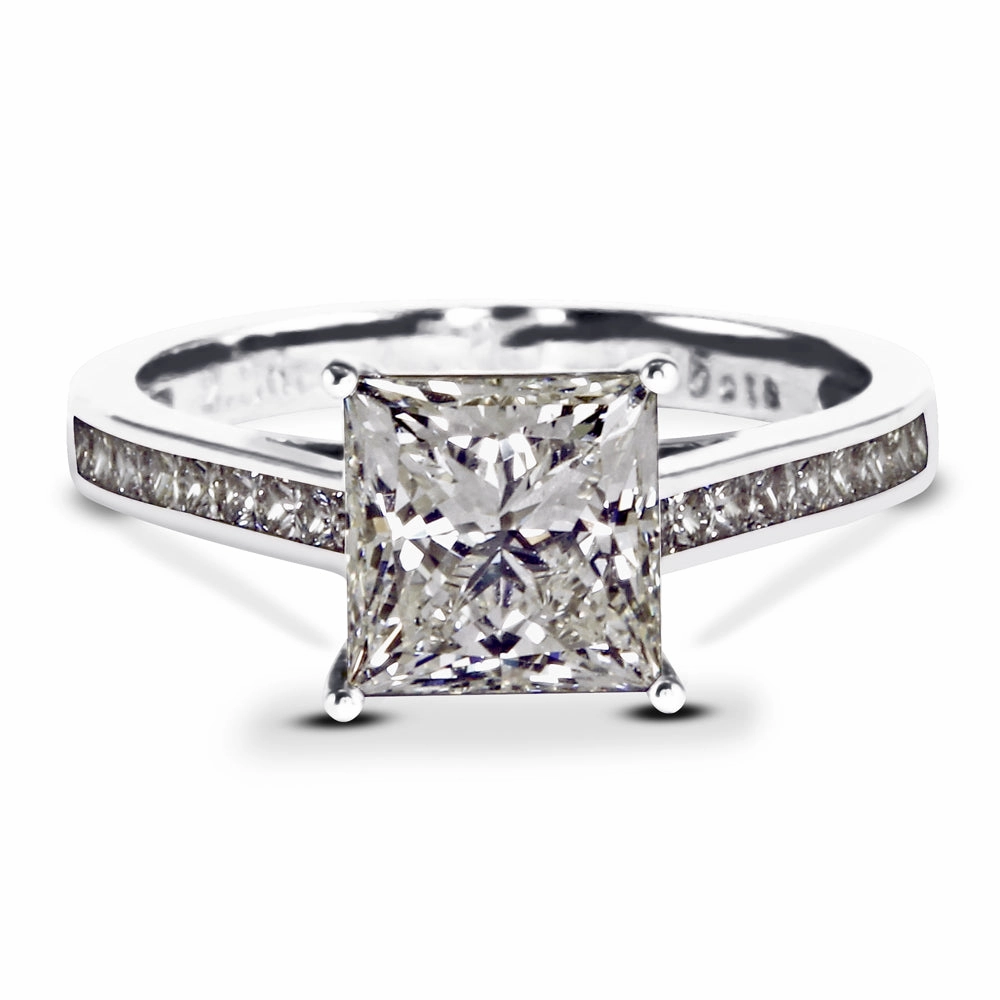 Platinum 2.26ct Princess Cut Diamond Set Shoulders Engagement Ring