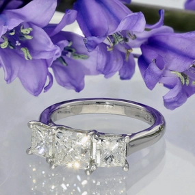 Platinum 2.93ct Princess Cut Diamond Trilogy Ring