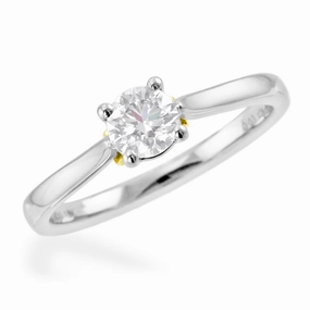 Platinum And 18ct Yellow Gold 0.40ct Round Brilliant Cut Diamond Solitaire Engagement Ring
