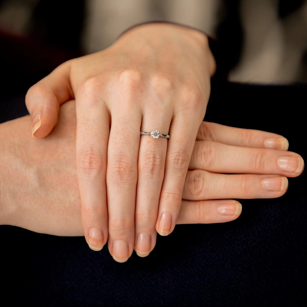 Platinum And 18ct Yellow Gold 0.40ct Round Brilliant Cut Diamond Solitaire Engagement Ring