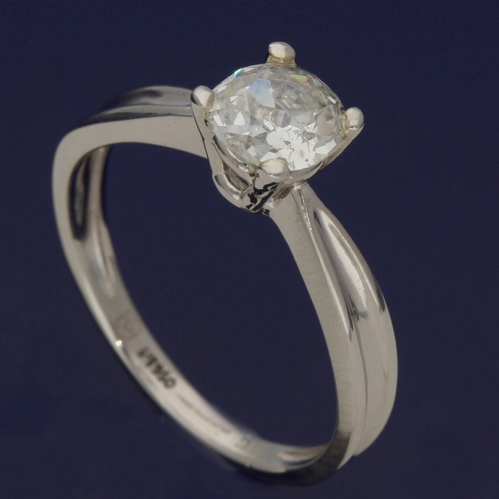 Platinum and Old Cut Diamond Solitaire Engagement Ring
