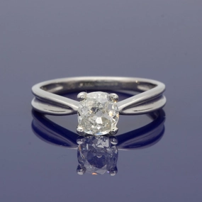 Platinum and Old Cut Diamond Solitaire Engagement Ring