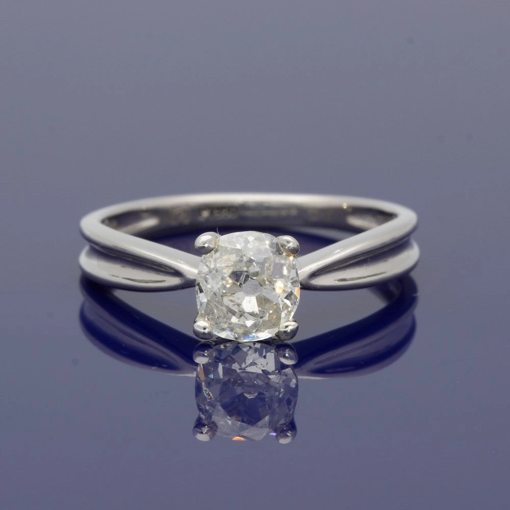Platinum and Old Cut Diamond Solitaire Engagement Ring
