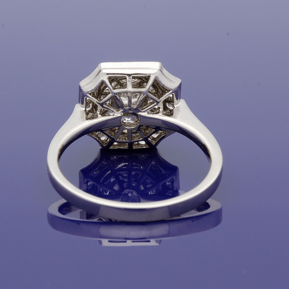 Platinum Art Deco Diamond Tiered Cluster Ring
