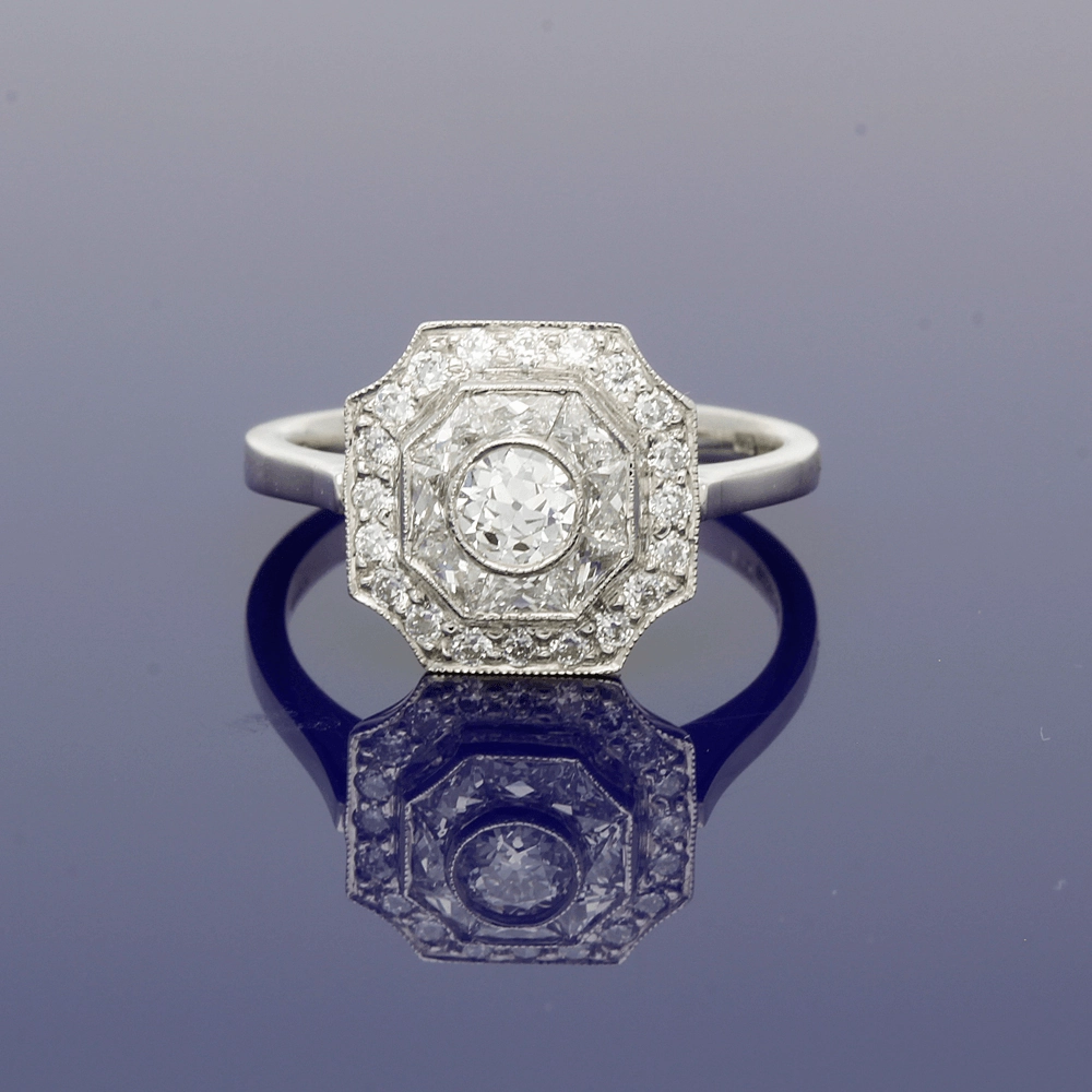 Platinum Art Deco Diamond Tiered Cluster Ring