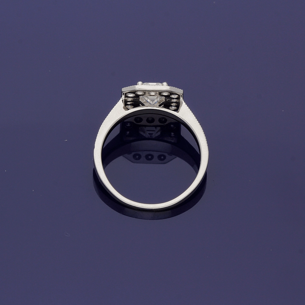 Platinum Art-Deco GIA Certificated Emerald Cut Diamond Cluster Ring
