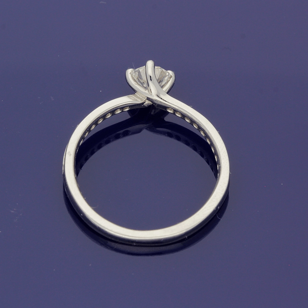 Platinum Certificate 0.39ct Diamond Shoulders Solitaire Engagement Ring