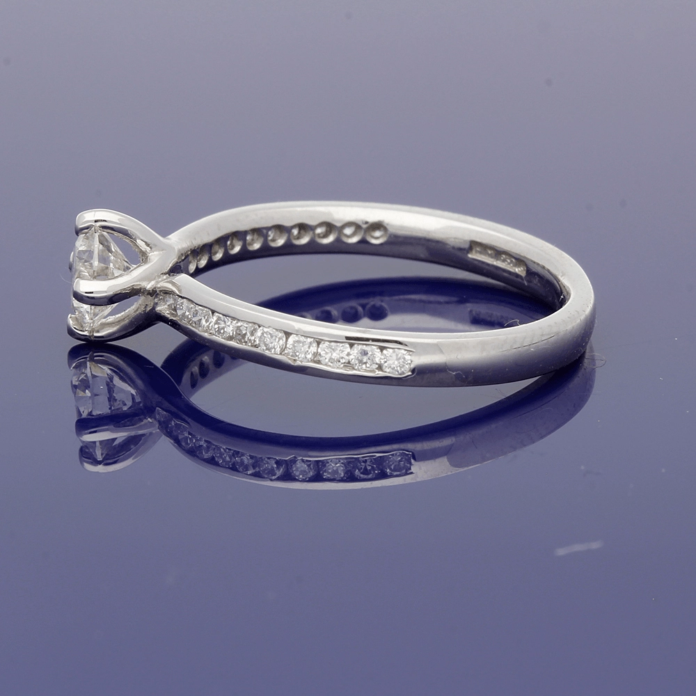 Platinum Certificate 0.39ct Diamond Shoulders Solitaire Engagement Ring