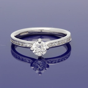Platinum Certificate 0.39ct Diamond Shoulders Solitaire Engagement Ring