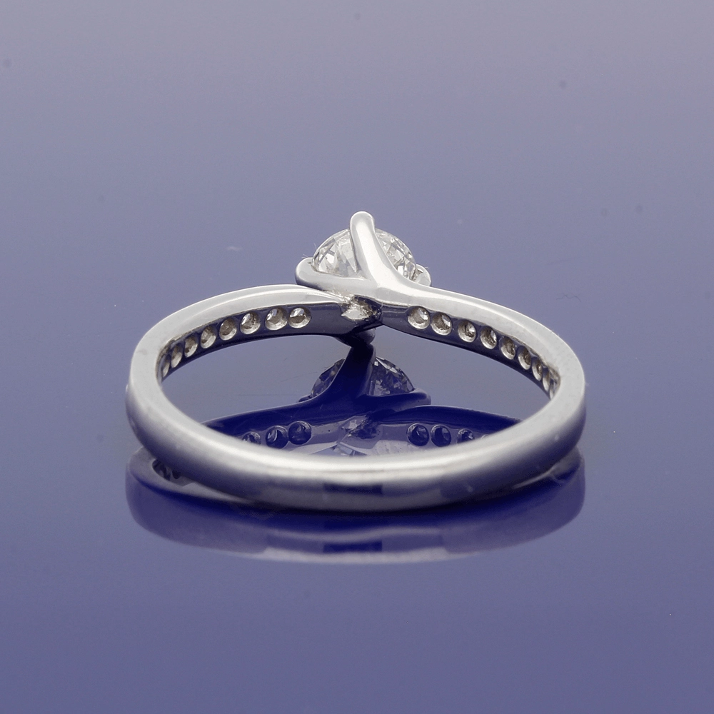 Platinum Certificate 0.39ct Diamond Shoulders Solitaire Engagement Ring
