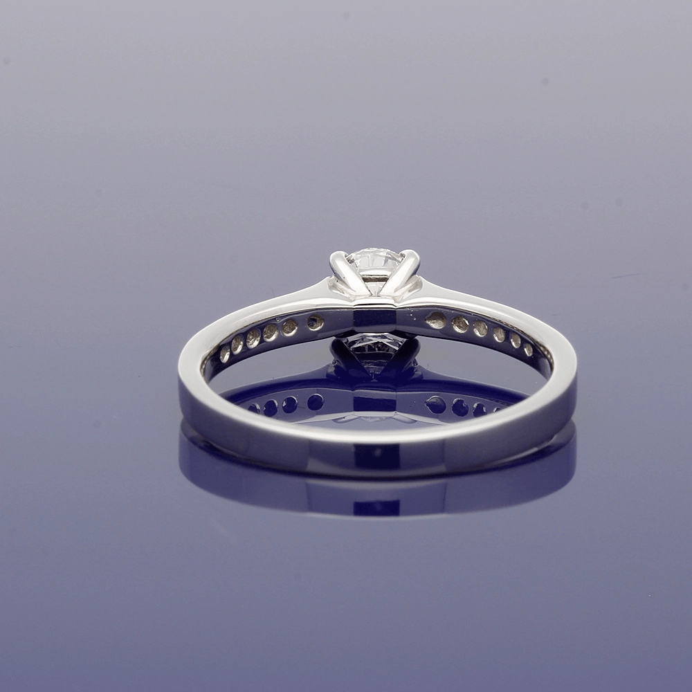 Platinum Certificated 0.41ct Diamond Solitaire Engagement Ring with Diamond Set Shoulders