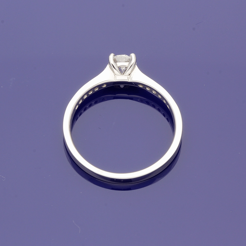 Platinum Certificated 0.41ct Diamond Solitaire Engagement Ring with Diamond Set Shoulders