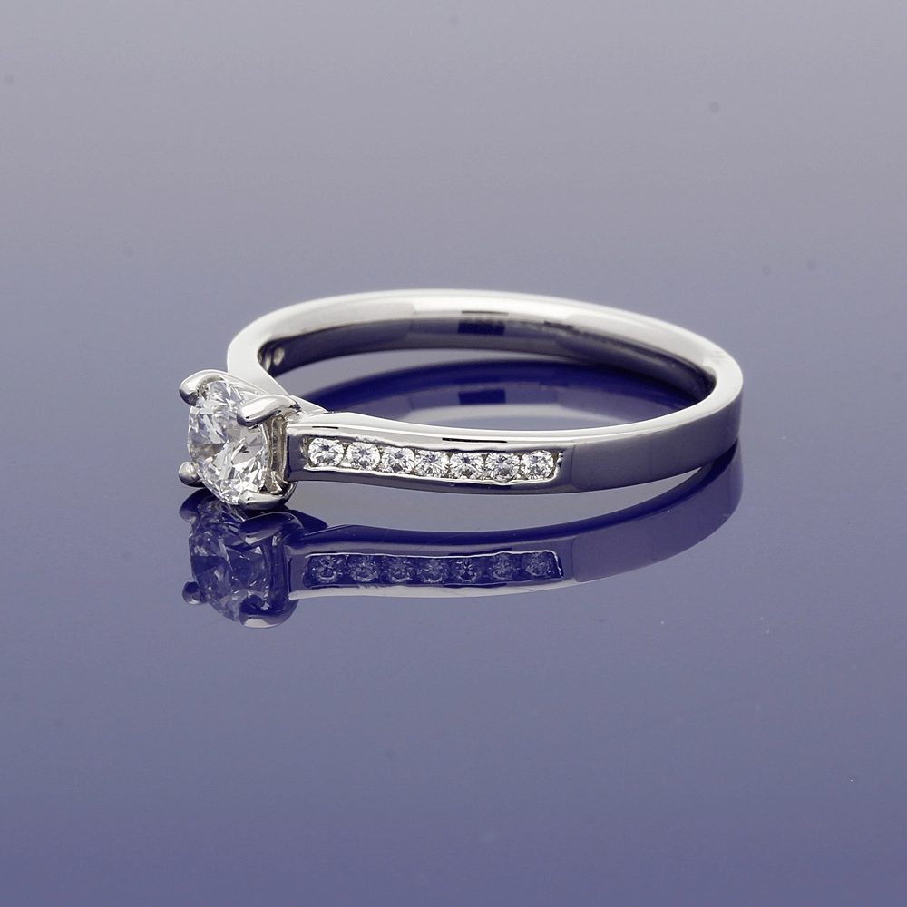 Platinum Certificated 0.41ct Diamond Solitaire Engagement Ring with Diamond Set Shoulders