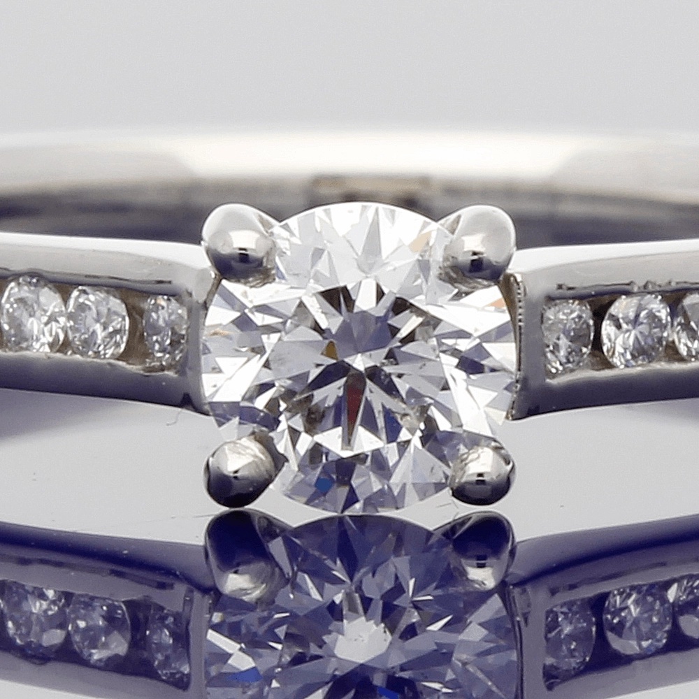Platinum Certificated 0.41ct Diamond Solitaire Engagement Ring with Diamond Set Shoulders