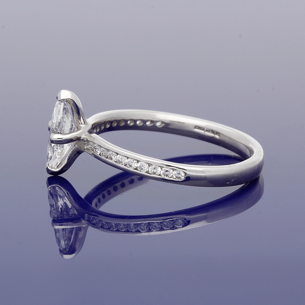 Platinum Certificated 0.54ct Marquise Solitaire Ring?with Diamond Shoulders