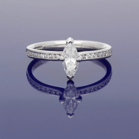 Platinum Certificated 0.54ct Marquise Solitaire Ring?with Diamond Shoulders