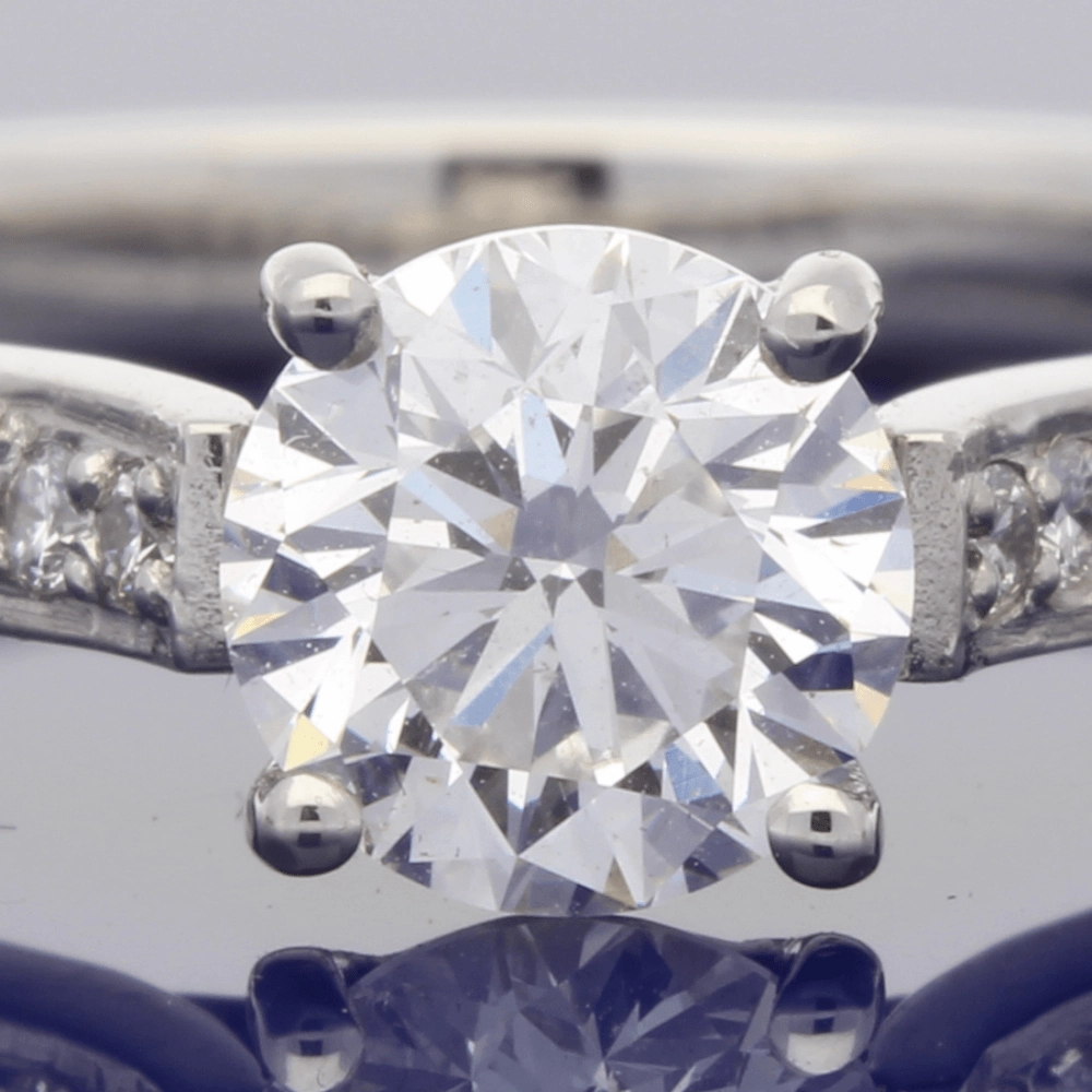 Platinum Certificated 0.81ct Solitaire Engagement Ring with Diamond Shoulders