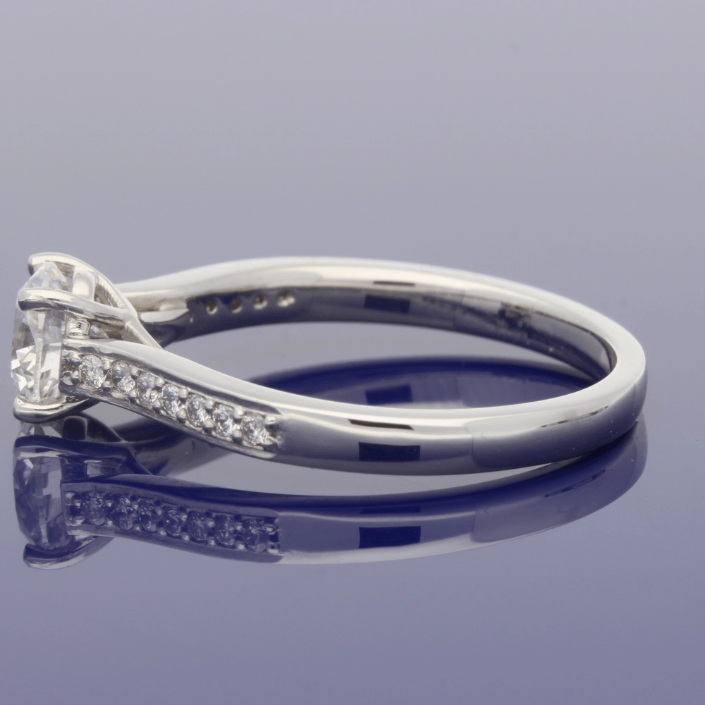 Platinum Certificated 0.81ct Solitaire Engagement Ring with Diamond Shoulders
