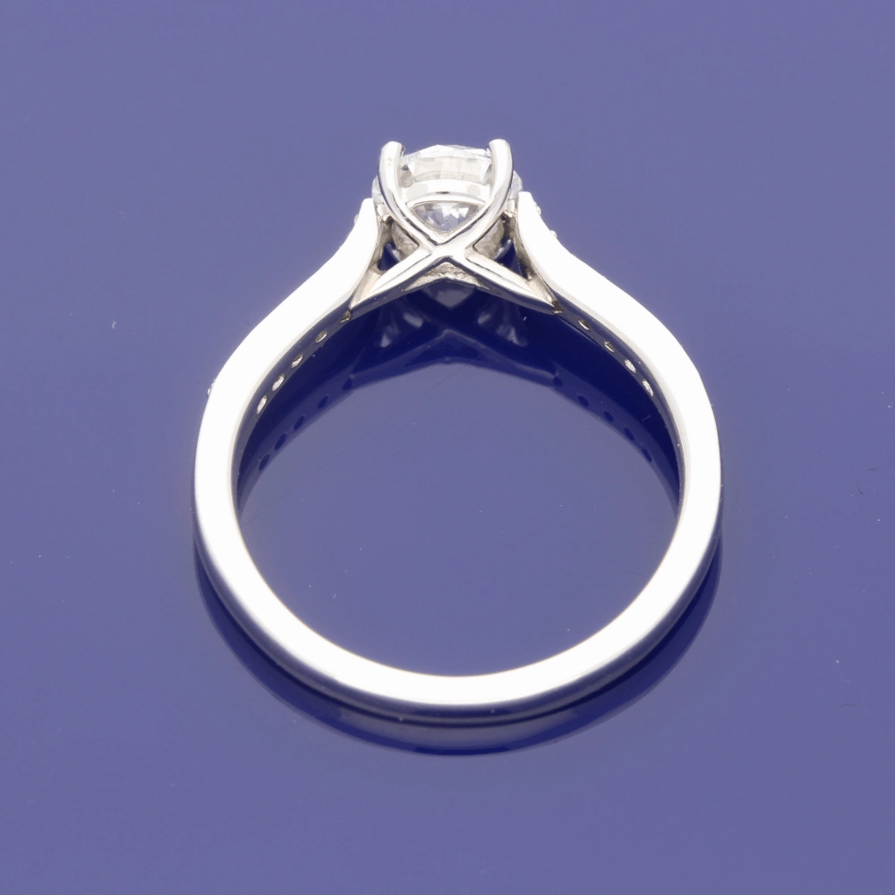 Platinum Certificated 0.81ct Solitaire Engagement Ring with Diamond Shoulders
