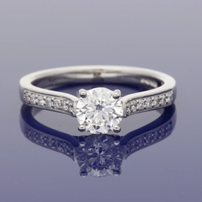 Platinum Certificated 0.81ct Solitaire Engagement Ring with Diamond Shoulders