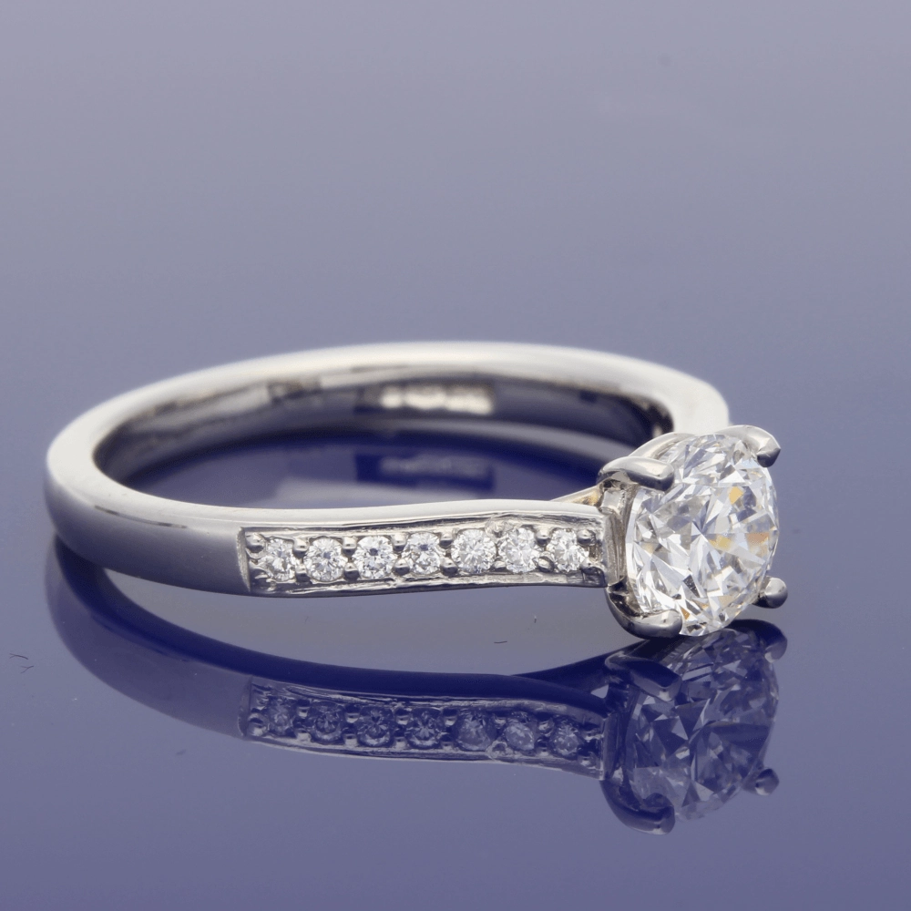 Platinum Certificated 0.81ct Solitaire Engagement Ring with Diamond Shoulders