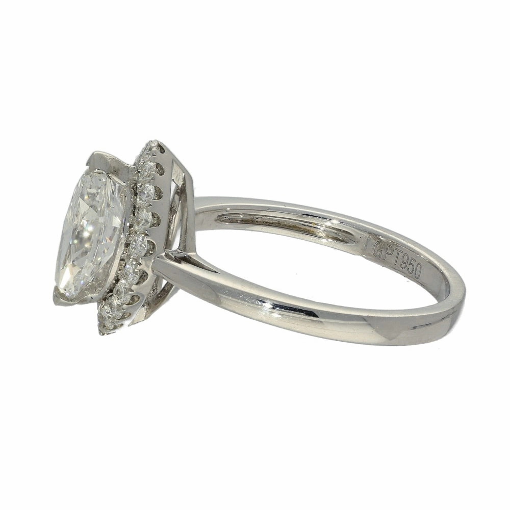 Platinum Certificated 1.13ct Marquise Diamond Halo Engagement Ring