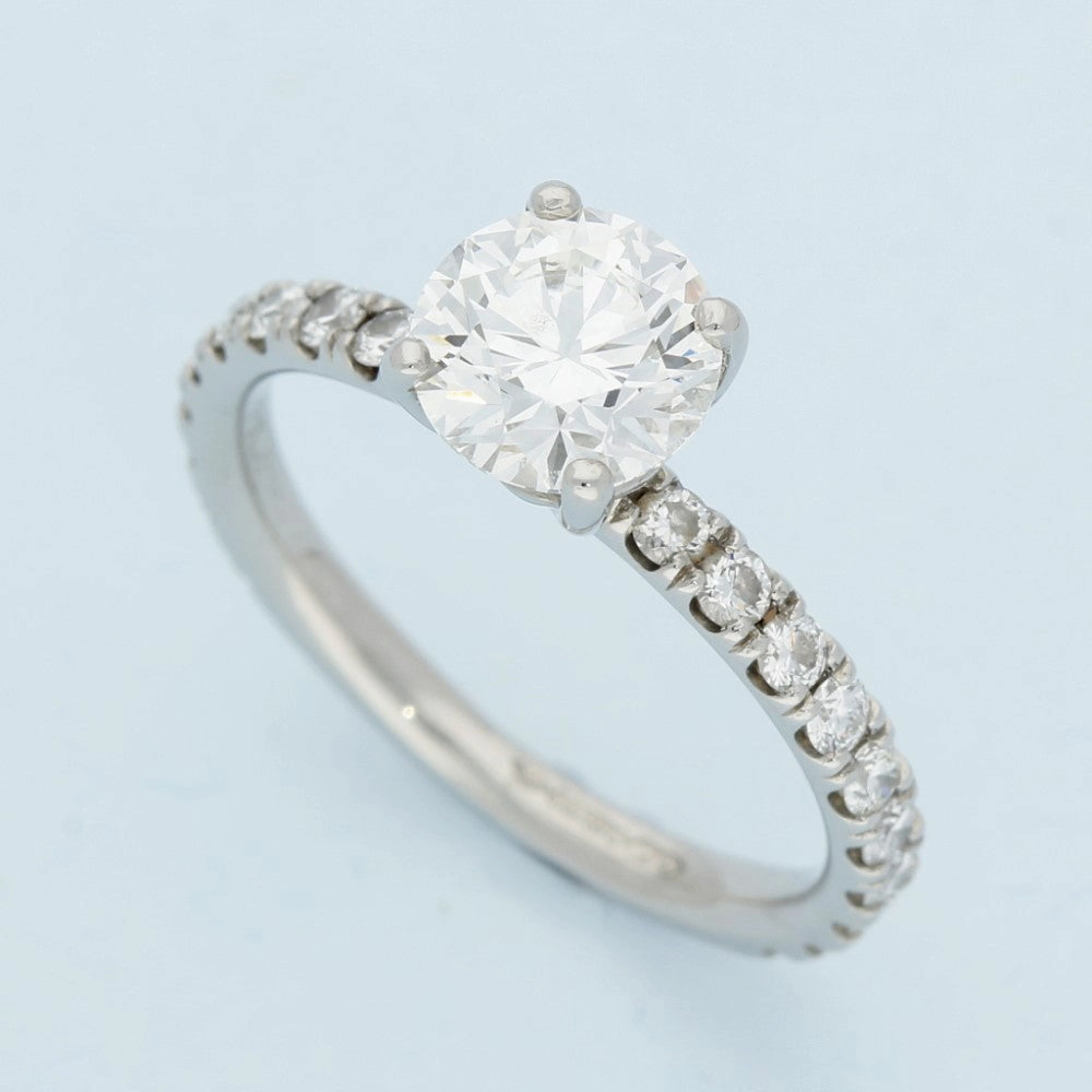 Platinum Certificated 1.26ct Diamond Solitaire Engagement Ring with Diamond Shoulders