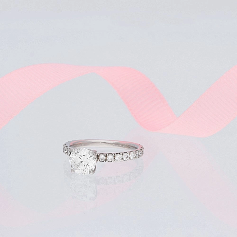 Platinum Certificated 1.26ct Diamond Solitaire Engagement Ring with Diamond Shoulders