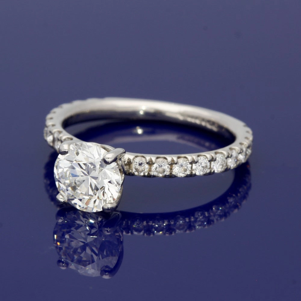 Platinum Certificated 1.26ct Diamond Solitaire Engagement Ring with Diamond Shoulders