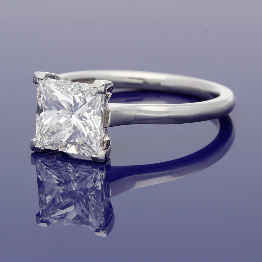 Platinum Certificated 2.05ct Princess Cut Diamond Solitaire Engagement Ring