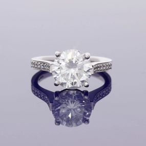 Platinum Certificated 3.76ct Diamond Solitaire Ring  with Diamond Set Shoulders