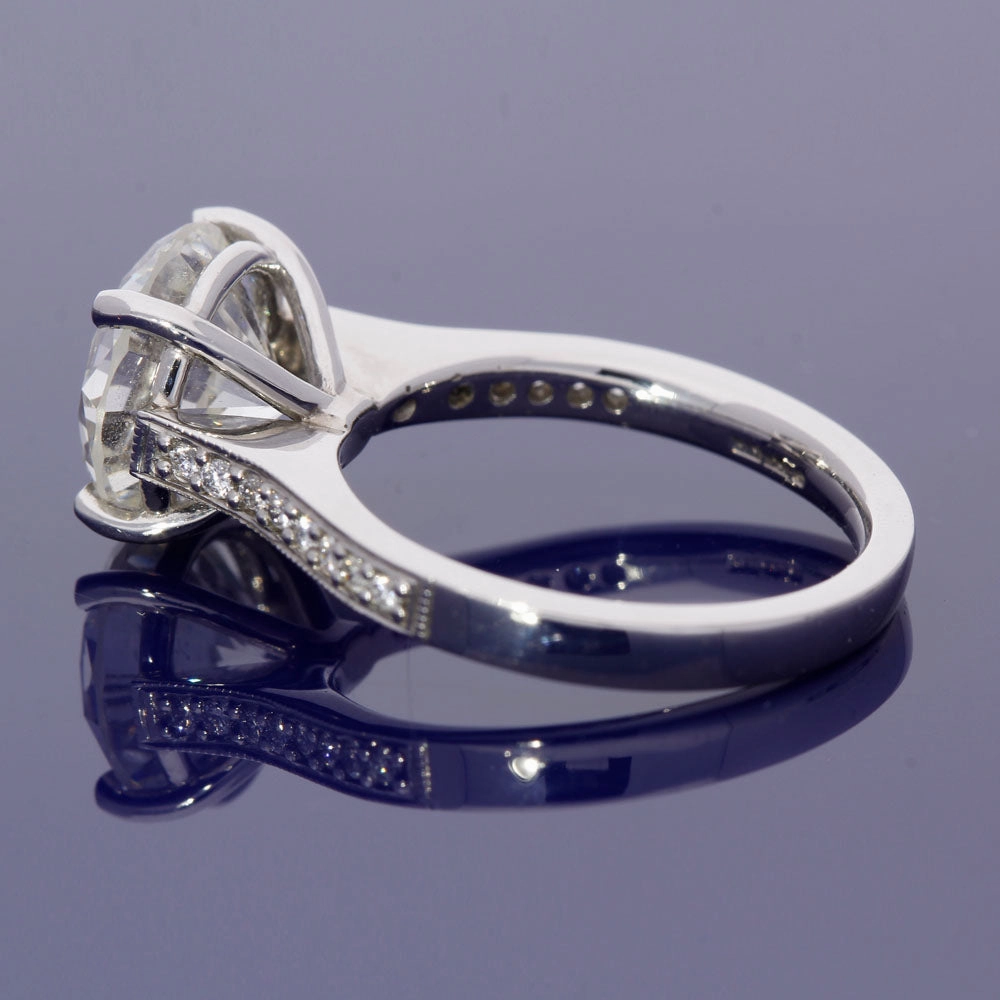 Platinum Certificated 3.76ct Diamond Solitaire Ring  with Diamond Set Shoulders